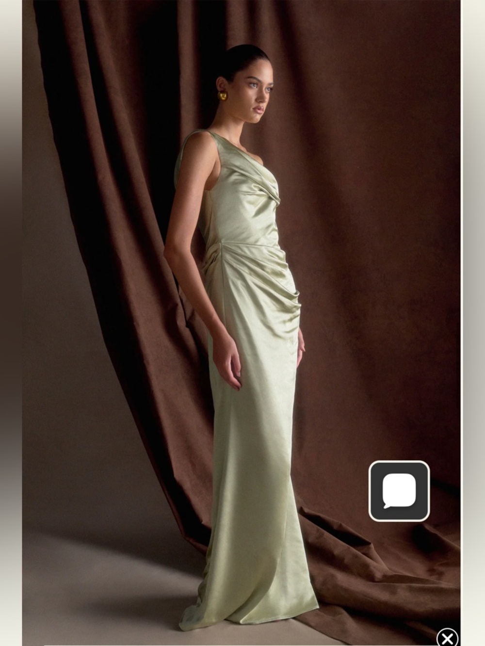 Meshki - Dalia Off Shoulder Satin Maxi
Dress - Sage - Picture 7 of 11